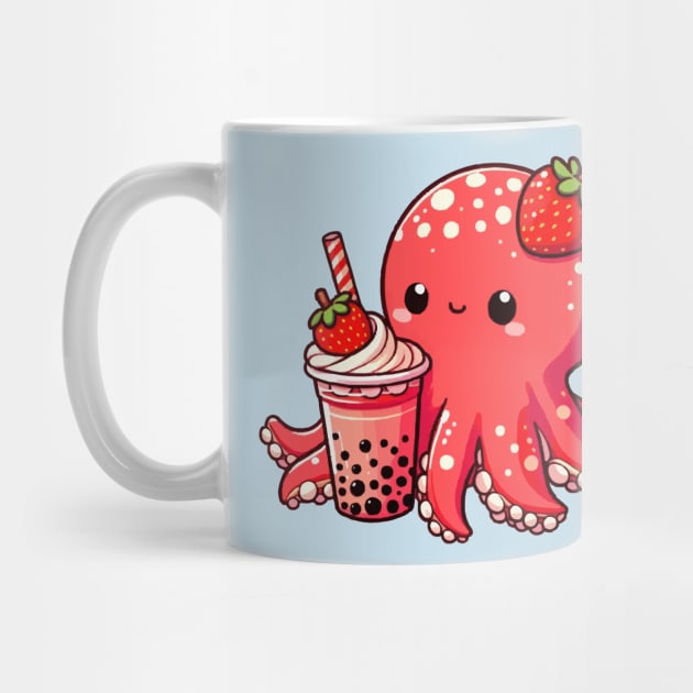 cute octopus creamy strawberry boba by fikriamrullah